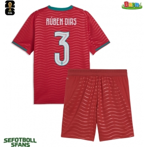 Portugal Ruben Dias #3 Hemmaställ Barn VM 2026 Kortärmad (+ Korta byxor)